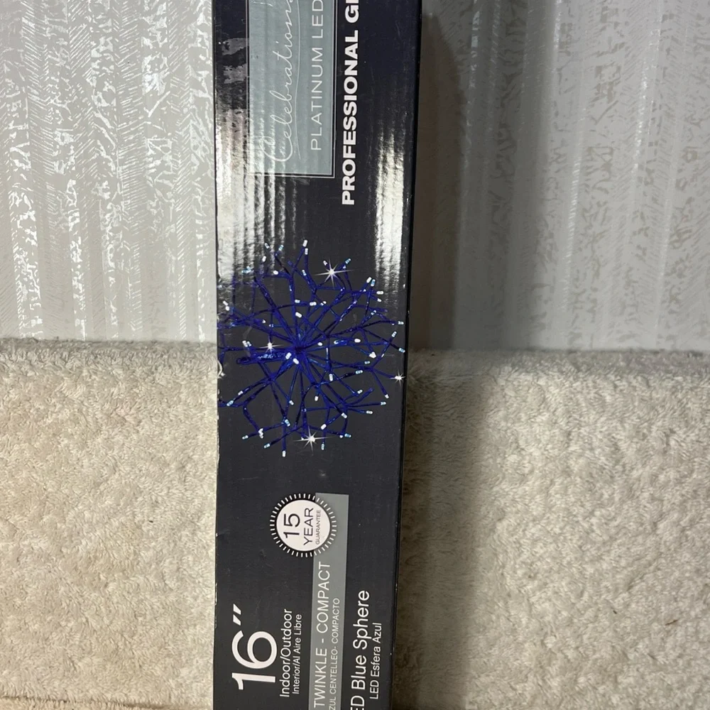 Celebrations Platinum LED Blue Twinkle Sphere 16” Indoor/Outdoor Decoration